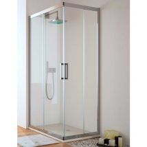 Mileto - Mampara de Ducha Angular- 2 Hoja Fija y 2 Puerta Corredera - Cristal de Seguridad de 6 mm - Modelo Trescientos Q4 (90 x 100)