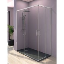 Mampara de Ducha Angular - 2 Hojas fijas + 2 Puertas Correderas - Modelo Sibila Q4 (70 x 90)
