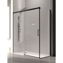 Mampara de Ducha Angular- 2 Hojas Fijas y 1 Puerta Corredera- Cristal de Seguridad de 6/8 mm - Modelo Glase Q3 bn (132 - 136 x70 cm) - lacado negro