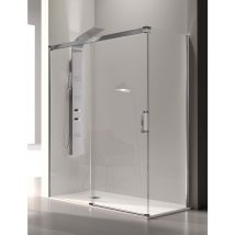 Mileto - Mampara de Ducha Angular- 2 Hojas Fijas y 1 Puerta Corredera- Cristal de Seguridad de 6/8 mm - Modelo Glase Q3 pb (168 - 172 x70 cm)