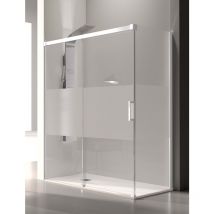 Mileto - Mampara de Ducha Angular- 2 Hojas Fijas y 1 Puerta Corredera- Cristal de Seguridad de 6/8 mm - Modelo Glase Q3 pb (116 - 120 x70 cm)