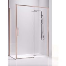 Mileto - Mampara de Ducha Angular- 2 Hojas Fijas y 1 Puerta Corredera - Cristal de Seguridad de 6 mm - Modelo Masela Q3 or (117 - 118 cm)