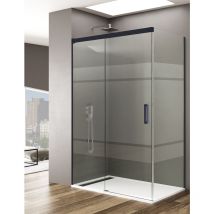 Mampara de ducha Angular Allstone basic 1+1 con lateral fijo, sin perfil inferior 5 colores de perfilería, 2 tipos de cristal de 6mm en Aluminio