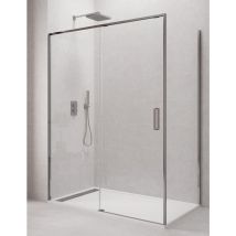 Allstone - Mampara de ducha angular cetus 1+1 con lateral fijo, sin perfil inferior 155x75 cm perfíl Cromo