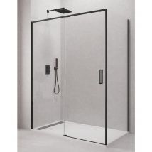 Allstone - Mampara de ducha angular cetus 1+1 con lateral fijo, sin perfil inferior 150x90 cm perfíl Negro