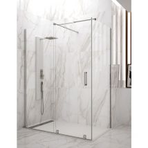 Allstone - Mampara de ducha angular hidra 1+1 con lateral fijo, sin perfil inferior ni superior 180x70 cm