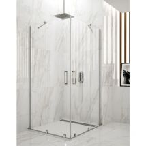 Allstone - Mampara de ducha angular hidra 2+2, sin perfil inferior ni superior 140x70 cm