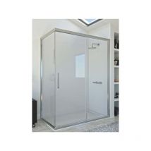 Seviban - Mampara de ducha angular de 2 hojas fijas y 1 puerta corredera. - Cristal 6 mm con antical incluido - Modelo damara Medida (80 x 120)