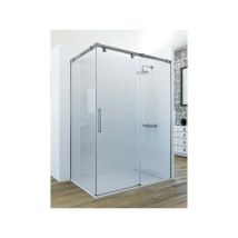 Mampara De Ducha Angular De 2 Hojas Fijas Y 1 Puerta Corredera. - Cristal Tratamiento Antical Incluido - Modelo Lumiere Medida (70 X 90) - Cristal 