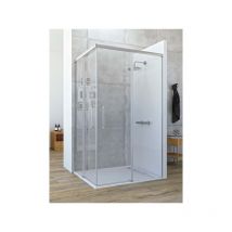 Mampara de ducha angular Corredera - de 2 hojas fijas y 2 puertas - Cristal 6 mm con antical incluido - Modelo astro Medida (90 x 120) - transparente