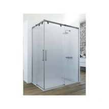 Mampara de ducha angular de 2 hojas fijas y 2 puertas correderas. - Cristal tratamiento ANTICAL INCLUIDO - Modelo GAMMA Medida (70 X 80) - CRISTAL