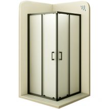Mampara de Ducha DANIELLE 79-80x90x180cm Cabina de Ducha con Perfiles de Aluminio Negro, Vidrio Santinado de Seguridad 6MM y Puerta Corredera con