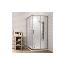 Tegler - Mampara de ducha cuadrada de cristal 2 puertas + 2 fijos 80X80 transparente