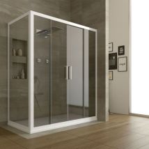 Idralite - Mampara de ducha angular de pvc perfil blanco h 200 mod. Star 2 Hojas 90x150 cm vidrio transparente