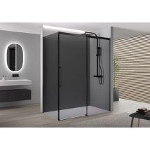Bernstein - Mampara de ducha Negro mate de cristal gris, completa Mampara de ducha con puertas correderas angulares - DX906FLEX - 110x100x200cm