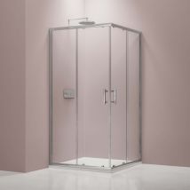 Cabina de ducha esquinera, puerta corredera, cristal auténtico nano EX506 - 80 x 80 x 195 cm - sin plato de ducha - Bernstein