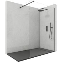 Mampara De Ducha Fija 70x200 Cm Vidrio 8 Mm Negro Mate