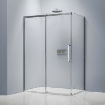Bernstein - Cabina de ducha 8mm cristal templado, Cabina de ducha angular, Puertas correderas perfil cromo - DX906 flex - 100x80x195cm (AnxPrxAl)