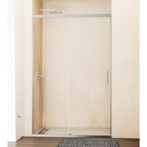 MAMPARA DE DUCHA FIJO + CORREDERA 150-155 cm. MODELO: BASICA NÍQUEL