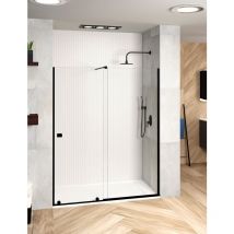 Mampara de Ducha Frontal - 1 Hoja Fija + 1 Puerta Corredera - Modelo Arabela Negro 2 (Adaptable de 157 a 162 cm)