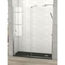 Betterban - Mampara de Ducha Frontal - 1 Hoja Fija + 1 Puerta Corredera - Modelo Arabela Cromo 2 (Adaptable de 182 a 187 cm)