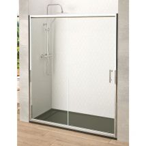 Mampara de Ducha Frontal - 1 Hoja Fija + 1 Puerta Corredera - Modelo Chiana 2 (Adaptable de 147 a 150 cm)