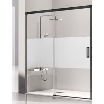 Mileto - Mampara de Ducha Frontal- 1 Hoja Fija y 1 Puerta Corredera- Cristal de Seguridad de 6 mm - Modelo Glase 2 bn (132 - 136 cm) - cristal