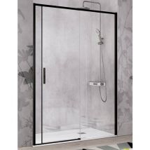 Mampara de Ducha Frontal- 1 Hoja Fija y 1 Puerta Corredera- Cristal de Seguridad de 6 mm - Modelo Masela 2 pb (139 - 140 cm)