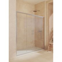 Duschabtrennung Mit 2 Schiebetüren + 2 Festteilen, Mit Unteres Profil, 6mm Sicherheitsglas Antikalk, 139 Bis 143cm X 195cm Höhe, Silber - Soulbath
