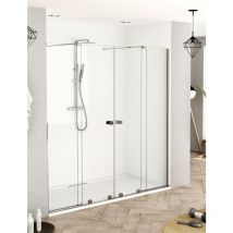 Betterban - Mampara de Ducha Frontal - 2 Hoja Fija + 2 Puerta Corredera - Modelo Arabela Cromo 4 (Adaptable de 144 a 154cm)