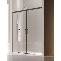 Mileto - Mampara de Ducha Frontal- 2 Hojas Fijas y 2 Puertas Correderas- Cristal de Seguridad de 6 mm - Modelo Glase 4 bn (132 - 136 cm)