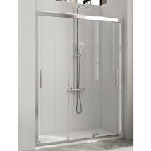 Mileto - Mampara de Ducha Frontal- 3 Puertas Correderas- Cristal de Seguridad de 6 mm - Modelo City (146 - 151 cm) - transparente