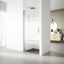 Real Shower - Mampara de ducha frontal abatible - 87-91 cm. Altura: 195 cm - Perfil Plata Alto Brillo- Vidrio templado 6 mm Decorado - Antical