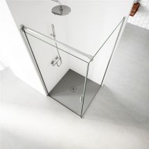 Real Shower - Mampara de ducha frontal abatible - 86-88 cm con fijo lateral - 67,5-69,5 cm. Altura: 195 cm - Perfil Plata Alto Brillo- Vidrio