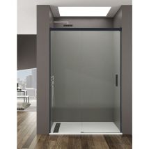 Mampara de ducha Frontal Allstone basic 1+1, sin perfil inferior 5 colores de perfilería, 2 tipos de cristal de 6mm en Aluminio perfil Negro 135-140