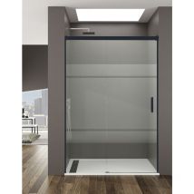 Allstone - Mampara de ducha Frontal basic 1+1, sin perfil inferior 5 colores de perfilería, 2 tipos de cristal de 6mm en Aluminio perfil Negro