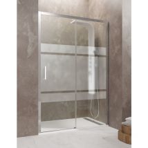 Allstone - Mampara de ducha frontal ceos 1+1 sin perfil inferior 130 cm, Serigrafiado