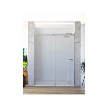 Seviban - Mampara de ducha frontal de 1 hoja fija y 1 puerta corredera. - acero inoxidable - Cristal 6 mm con antical incluido - Modelo tea Medida