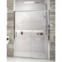 Betterban - Mampara de ducha frontal de 1 hoja fija y 1 puerta corredera - Cristal de Seguridad de 6 mm - Modelo fresh 2 de 127 - 132 cm - decorado