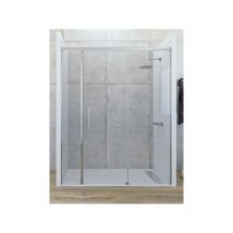 Seviban - Mampara de ducha frontal de 2 hojas fijas y 1 puerta corredera. - Cristal 6 mm con antical incluido - Modelo centauro Medida (171-180)