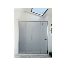 Mampara de ducha frontal de 2 hojas fijas y 2 puertas correderas. - Cristal 6 mm con antical incluido - Modelo denís Medida (191-200) - cristal