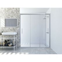 Seviban - Mampara de ducha frontal de 3 puertas correderas. Modelo zircon [Apertura por ambos lados] Medida (100-110) - transparente