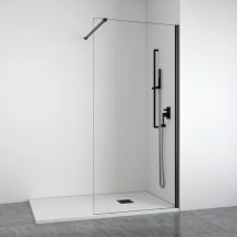 Bellobath – Duschwand Mit Feststehender Frontscheibe – Transparent – Mattschwarze Profile – Breite Anpassbar 68–70 Cm – Höhe 195 Cm