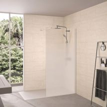 Kinedo - Solo 6+ Mampara de ducha Cosmos xl serigrafía 120 cm perfil blanco veteado