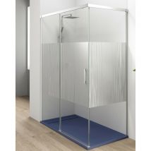 Baño Total - Mampara Ducha Rectangular Corredera Acceso Frontal Vidrio Templado 6mm Antical Serigrafía Perfil Cromo Brillo 120 (Adaptable 115-120cm)