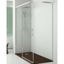 Mampara Ducha Rectangular Corredera Acceso Frontal Vidrio Templado 6mm Antical Transparente Perfil Cromo Brillo 200 (Adaptable 195,1-200cm) X 75