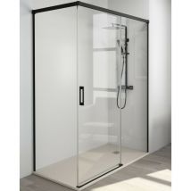 Baño Total - Mampara Ducha Rectangular Corredera Acceso Frontal Vidrio Templado 6mm Antical Transparente Perfil Negro Mate 135 (Adaptable