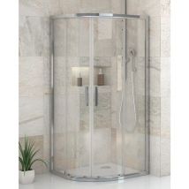 Betterban - Mampara de Ducha Semicircular 2 Hojas Fijas + 2 Hojas Correderas - Cristal de seguridad de 6 mm - Modelo fresh curve de 80 x 80 cm