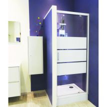 Ondee - mampara missi, puerta abatible. Vidrio templado - Acabados en blanco - 80x185x0,4cm