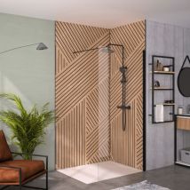 Kinedo - Mampara de ducha transparente Solo 6+ perfil 100cm Negro mate